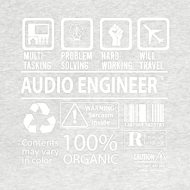 Audio Engineer T Shirt - MultiTasking Certified Job Gift Item Tee by Aquastal